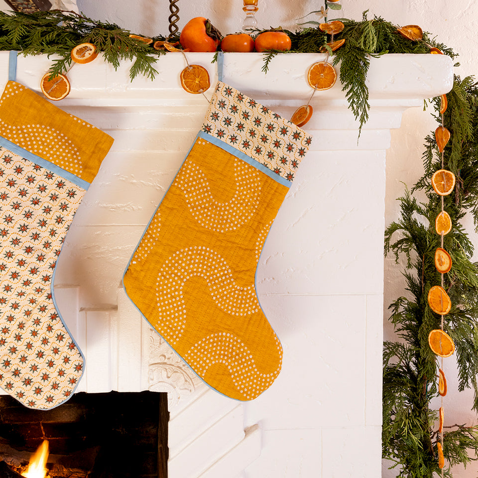 Squiggle Dot Stocking | Mustard