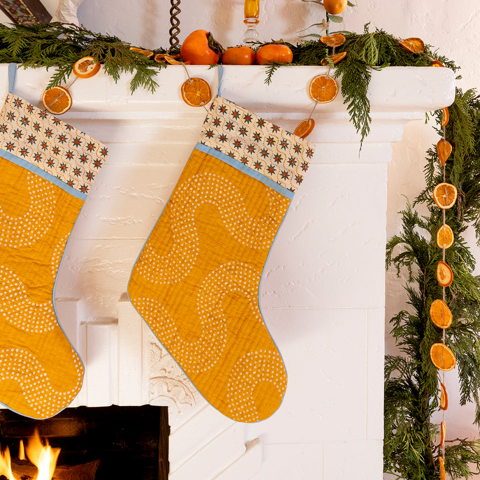 Squiggle Dot Stocking | Mustard