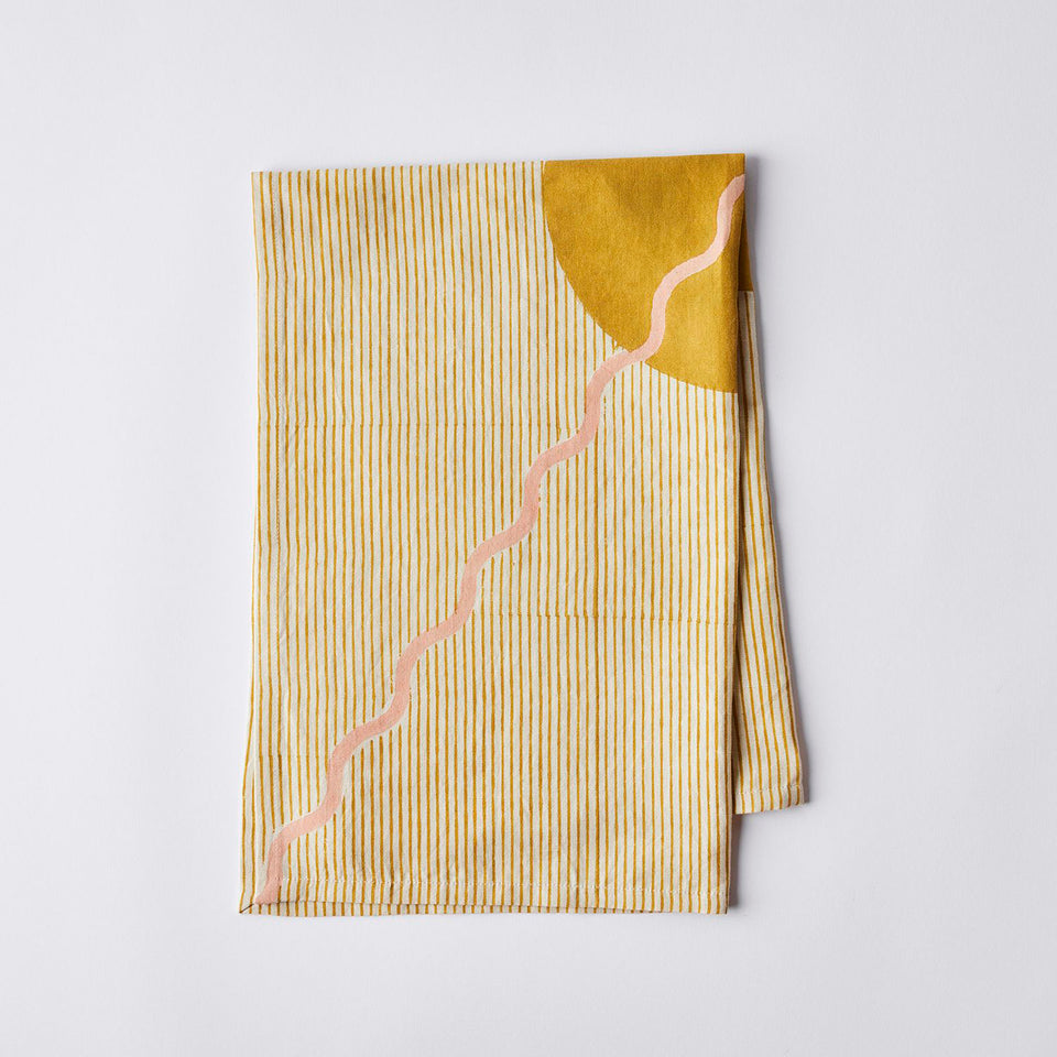 Riverbend Tea Towel | Ochre