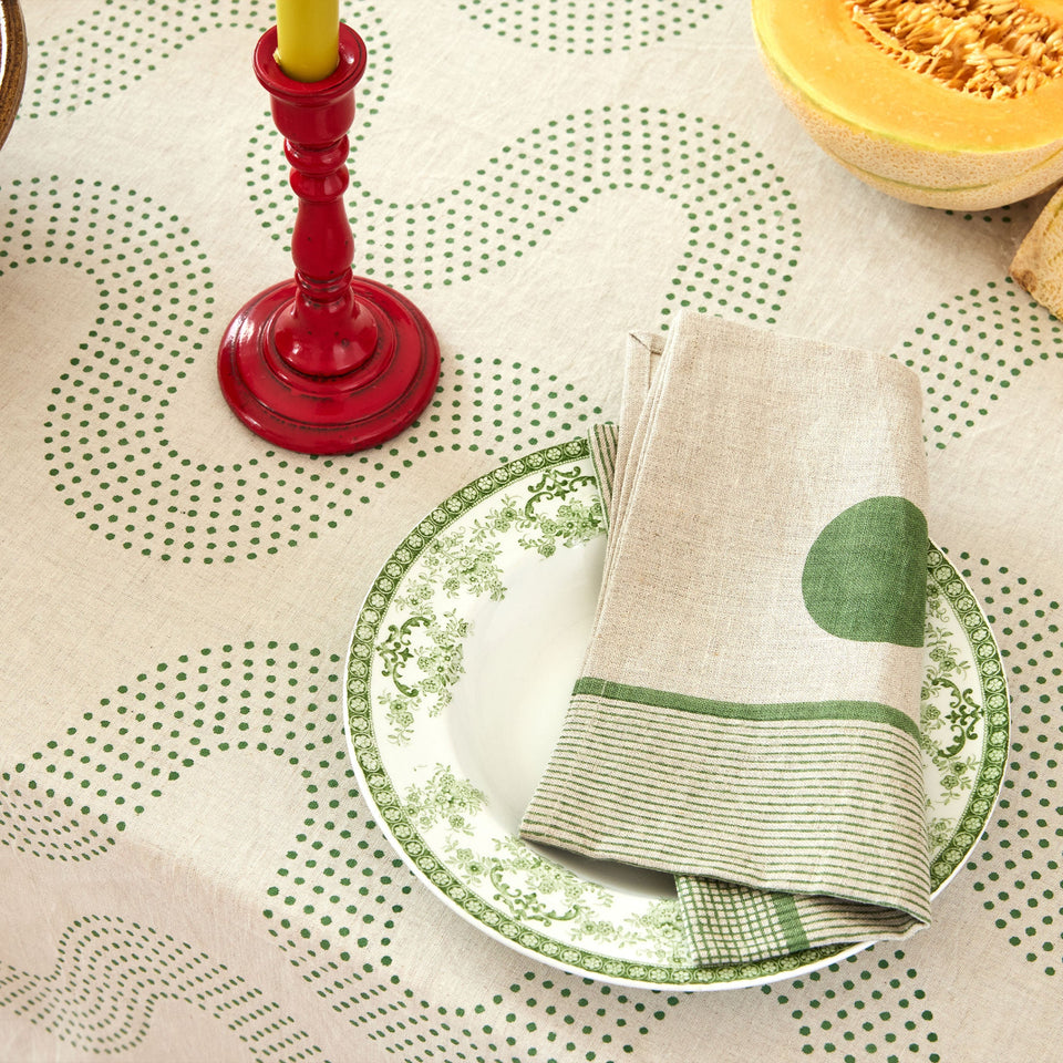 Squiggle Dot Tablecloth | Basil