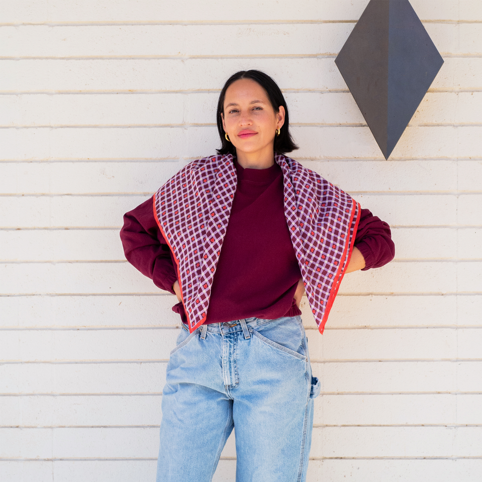 Maroon Hearts Square Scarf