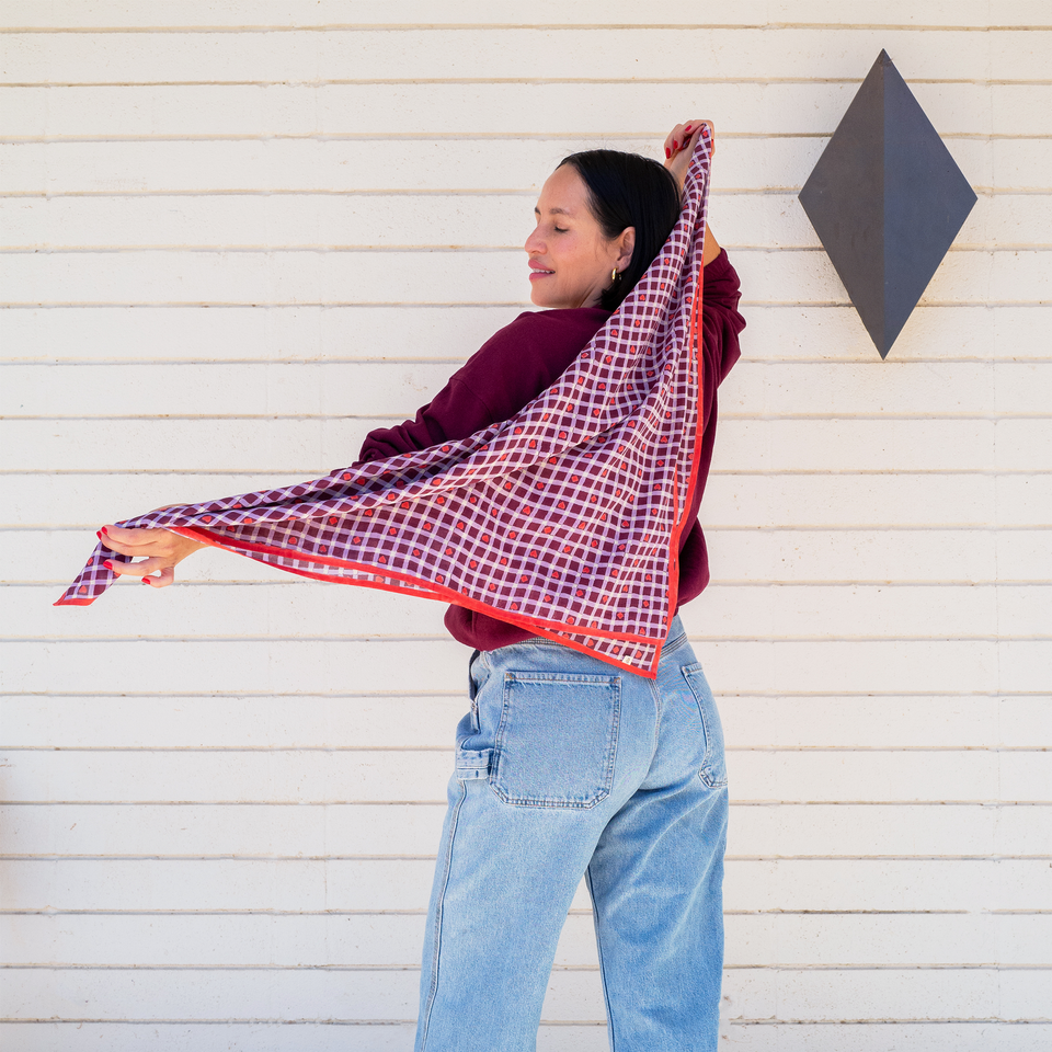 Maroon Hearts Square Scarf