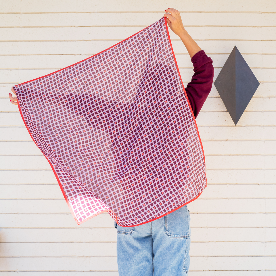 Maroon Hearts Square Scarf