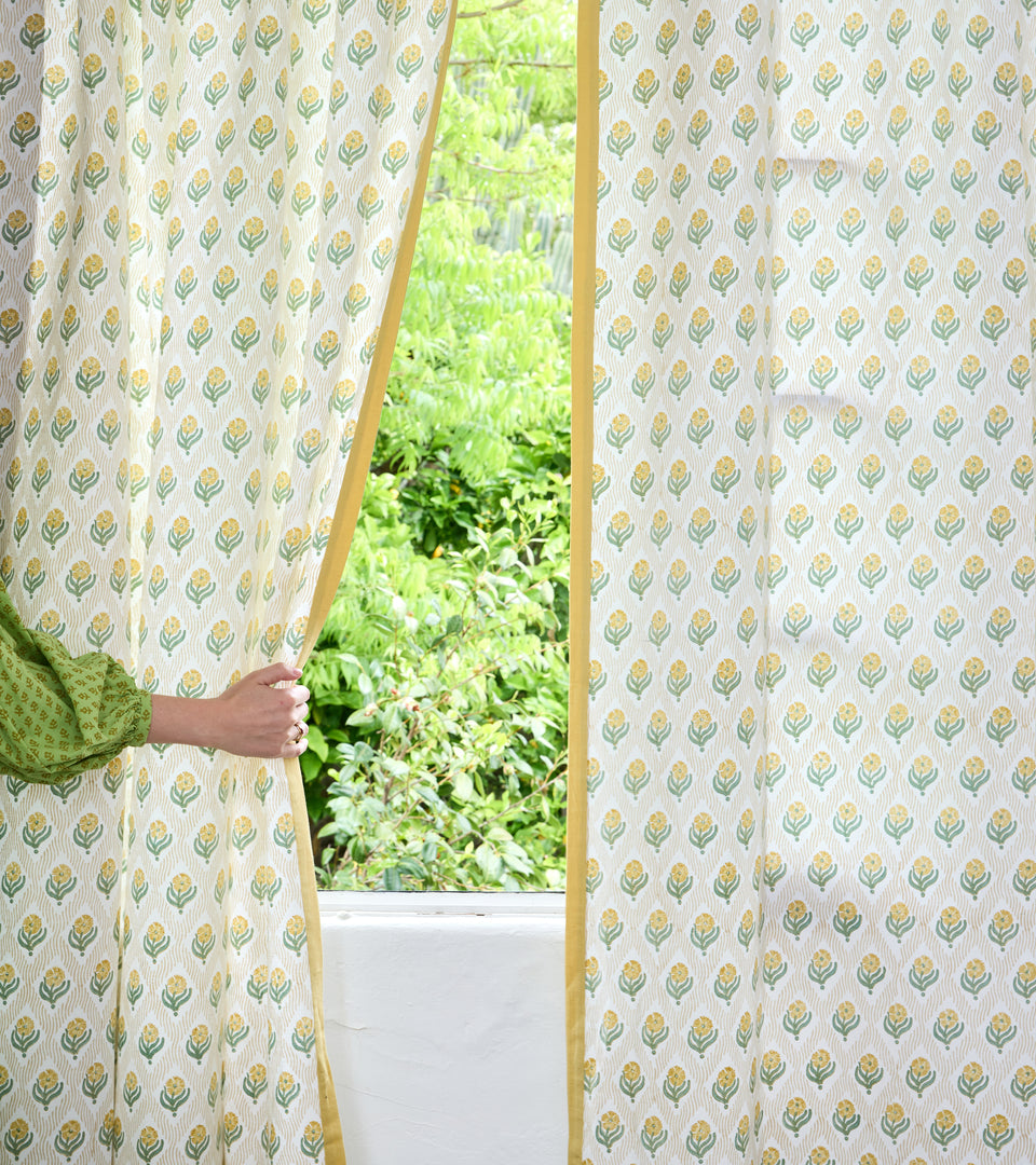 Carnations Curtain | Ochre