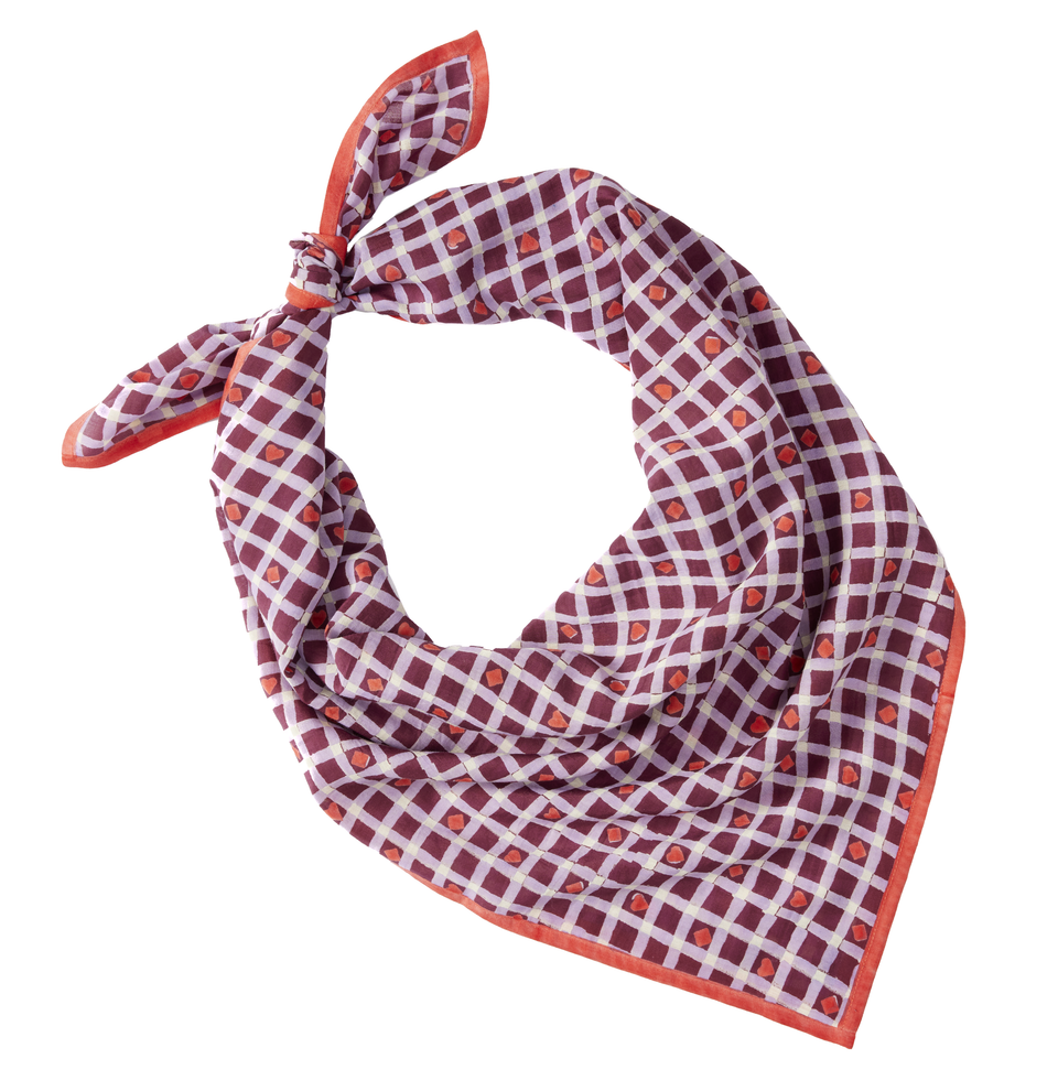 Maroon Hearts Square Scarf